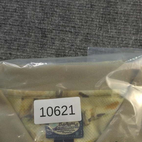 Vintage Tommy Bahama Polo Shirt Large Yellow Beach Floral Short Sleeve Cotton - Picture 7 of 7